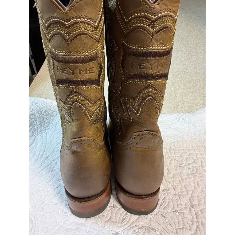 Reyme Men 11 Brown 046 Crazy Thing Square Toe Leather Western Cowboy Boots Shoes